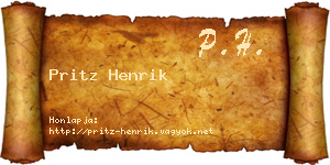 Pritz Henrik névjegykártya